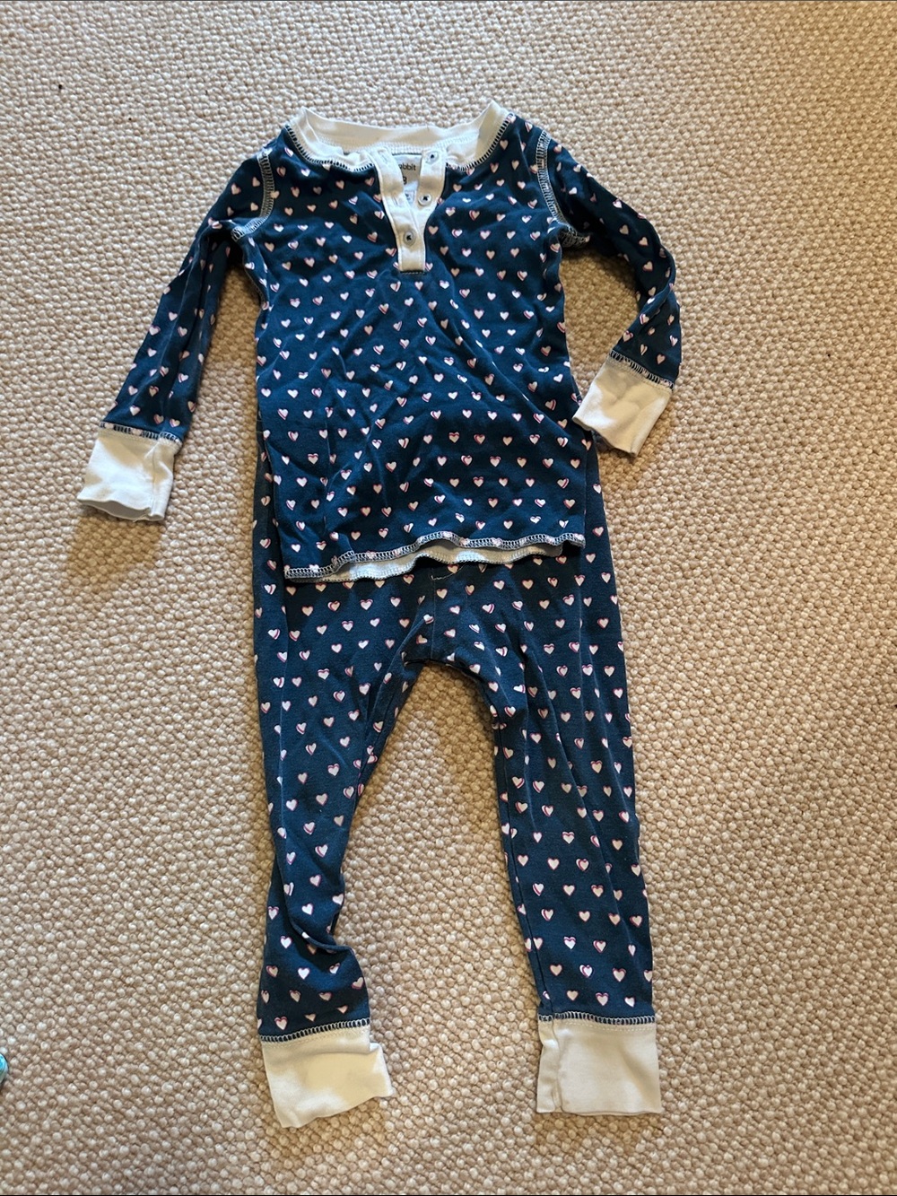 Roberta Roller Rabbit Navy Blue Pajama Set with Pink Hearts